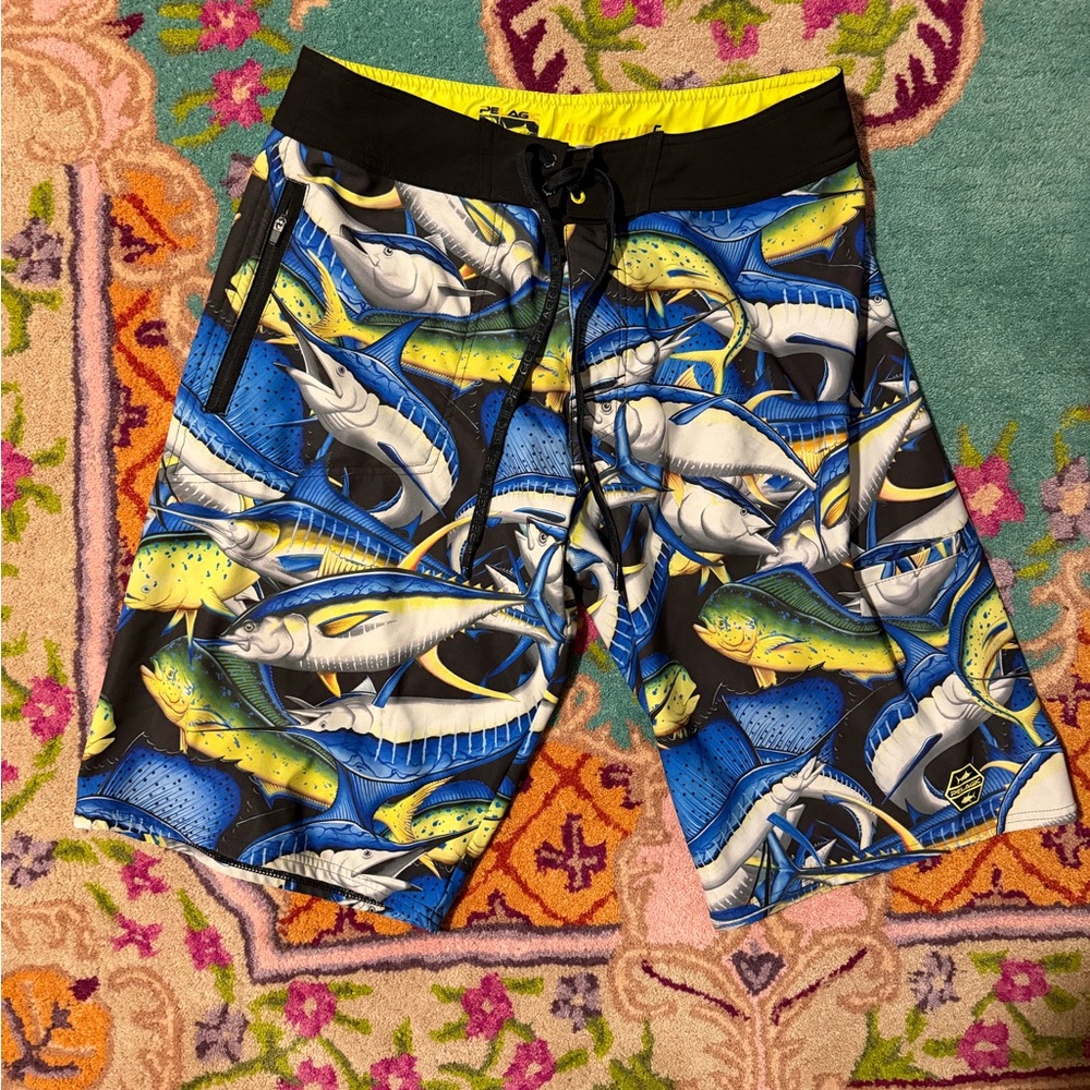 Pelagic Yellow and Blue Hydro-Lite Shorts